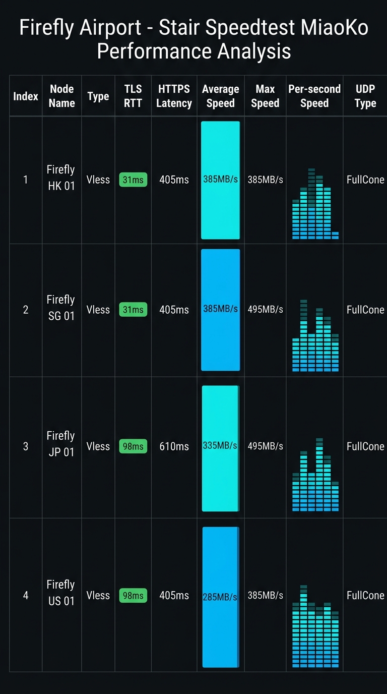 Firefly 机场 2026 晚高峰 Speedtest 真实测速截图